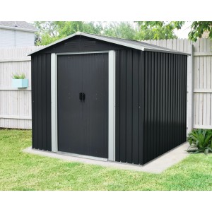 Pergart Gerätehaus Dresden II in Schiefer-Creme, Metall Gerätehaus für den Garten.