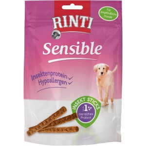 Rinti Sensible Snack Insekt Sticks, hypoallergenes Spezialfutter für Hunde mit Insektenprotein.