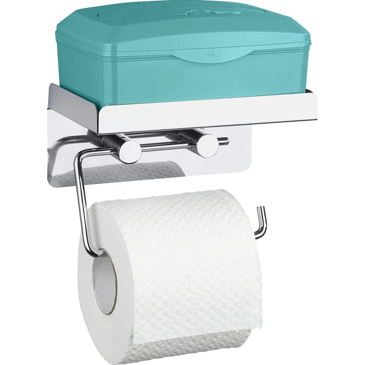Wenko Toilettenpapierhalter Edelstahl mit Ablage für Feuchttücherbox.