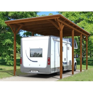 Skan Holz Carport Emsland Caravan 404 cm x 846 cm Nussbaum
