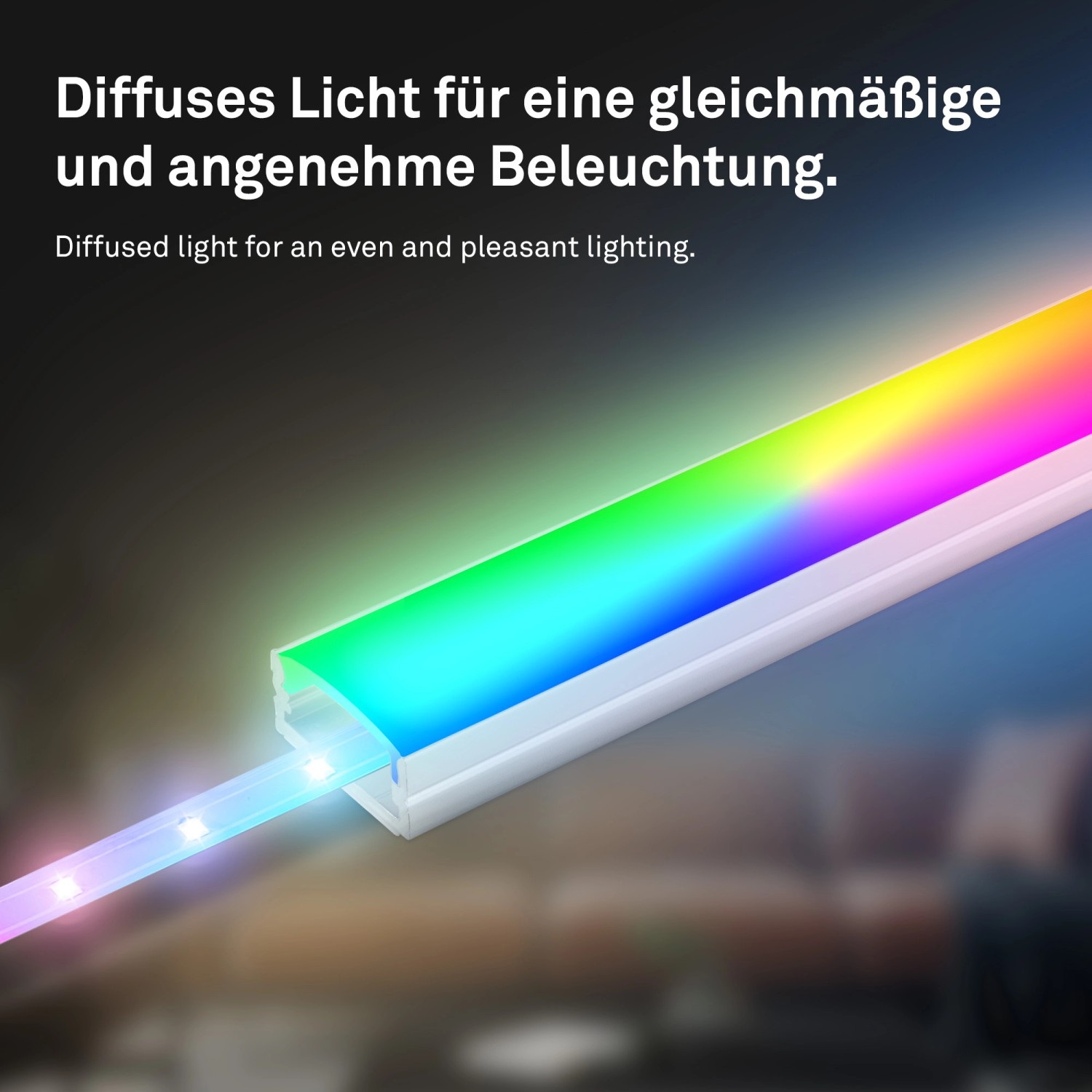 Briloner LED-Band Starter-Set mit RGB/W Licht im Aluprofil für diffuse Beleuchtung.