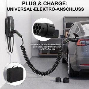 Junsun 22 KW Typ 2 Ladekabel Spiralkabel 5m 32A 3-Phasig Für E-Autos IP67