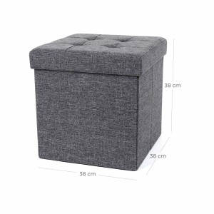 Grauer Songmics Sitzwürfel mit Stauraum, 38x38x38 cm. Schuhbank, Hocker, Aufbewahrung.