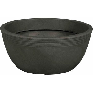 Anthrazitfarbene Siena Garden Pflanzschale Malaga, Ø 38cm, mit Rillenbanderole.