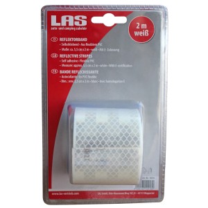 Weißes Reflektorband, selbstklebend, 5,5cm breit, 2m lang, für Autoanhänger.