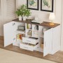 okwish Sideboard mit 2 Türen 2 Schubladen Wohnzimmer 140x40x79cm Weiß_3