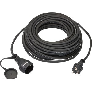 Schwarzes 25 m Verlängerungskabel H05RR-F 3G1,5 für Innen- und Außenbereich.