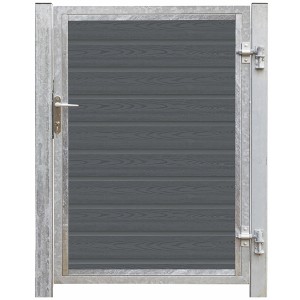 Einzeltor Artura WPC schiefergrau, Gartentor mit verzinktem Pfosten, 115x135 cm.