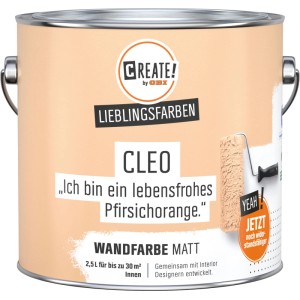 CREATE! by OBI Wandfarbe Lieblingsfarbe Cleo Pfirsichorange, matte Innenfarbe im 2,5 l Eimer.