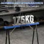 HOMCOM Arbeitsbock blau-schwarz aus Metall mit 175 kg Tragfähigkeit in Werkstatt. Robuster Sägebock für schwere Lasten.