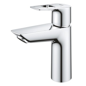Glänzende Grohe QuickFix Waschtischarmatur Start Loop M mit Push-open Ablaufgarnitur.