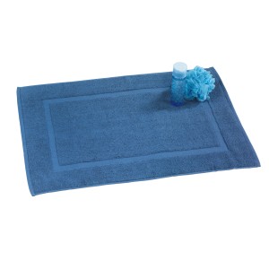 Wenko Duschvorleger Paradise Slate Blue, Baumwoll-Badteppich 50x70 cm mit Bordüre.
