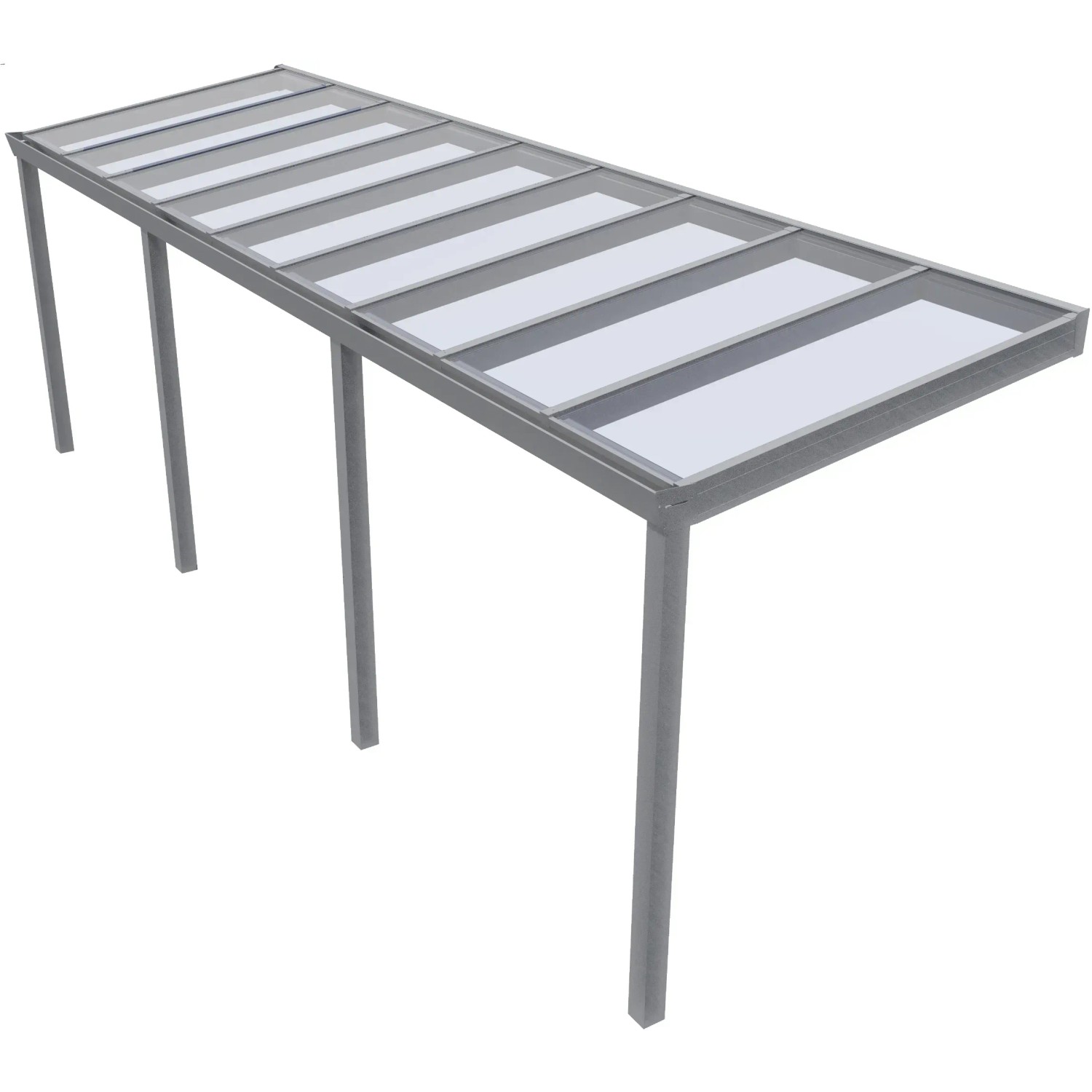 Anthrazitfarbene Terrassenüberdachung Professional mit Glas, 700x250 cm. Robuste Bauweise.