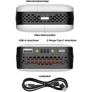Litheli U20 Akku 20V 4.0 Ah Powerbank mit Anschlüssen und Ladekabel.