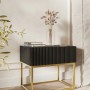 Selsey Nachttisch Veldio Rillenfront Goldfarbenes Gestell Schwarz 50 cm_3
