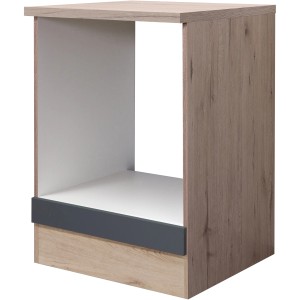Flex-Well Herdumbauschrank Morena, 60cm, Basaltgrau/San Remo Eiche, für Einbauherd