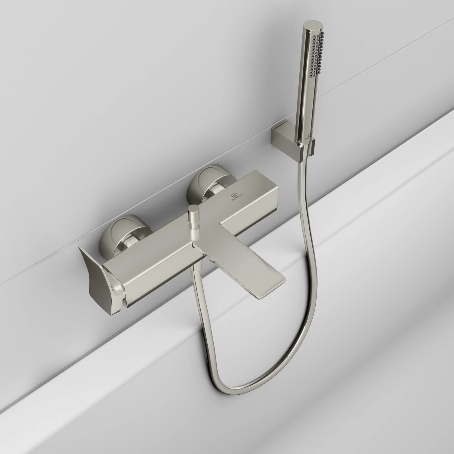 Ideal Standard Brausehalter Idealrain Atelier eckig in Silver Storm mit Handbrause.