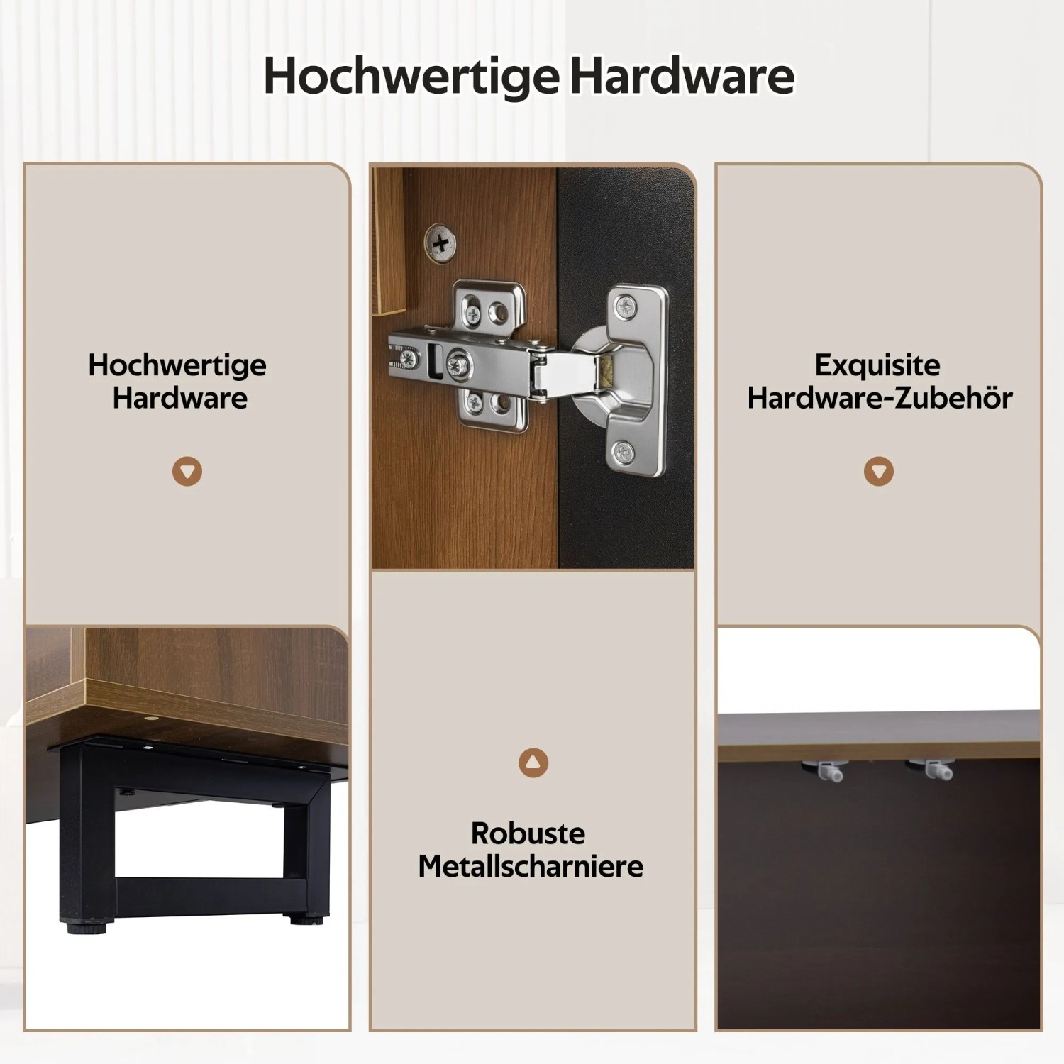 okwish TV-Schrank mit Vier Türen Wohnzimmer 180x38x50cm Braun_6