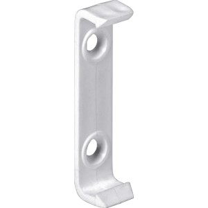 Weißer Hettich Befestigungsclip für Dachschrägenadapter von Schiebetürbeschlägen.