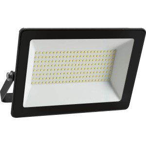 Schwarzer LED-Außenstrahler FL 70W aus Aluminium für Garten, Terrasse und Einfahrt.
