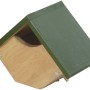 Nistkasten für Zaunkönig/Rotkehlchen, Holz, grün gestrichenes Dach.