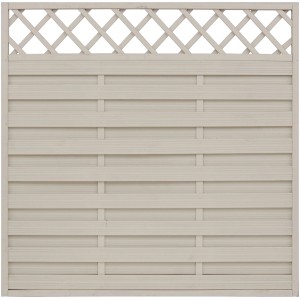Lasiertes Sichtschutzzaun-Element Country Cream, 180x180 cm, mit Lattenzaun-Abschluss.