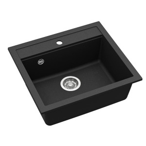Helika Einbauspüle Granitverbundstoff Quadro 56 cm x 51 cm Schwarz