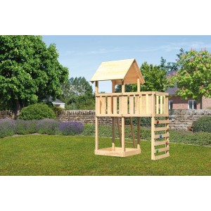 Karibu Spielturm Lotti mit Anbauplattform & Kletterwand