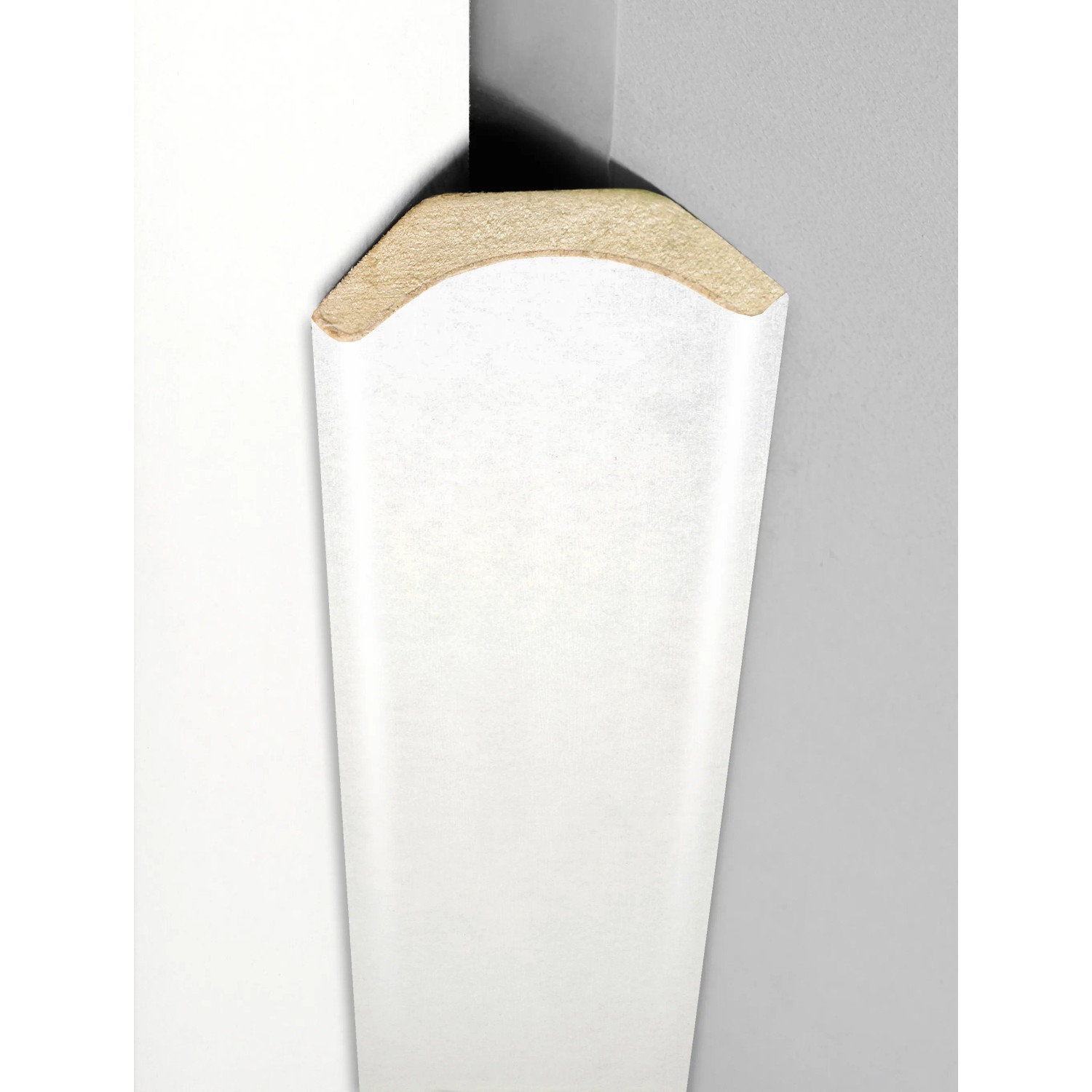 Weiße Hohlkehlleiste (22x22 mm, 2600 mm) für Paneele, Detailansicht der Form.