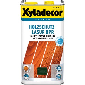 Xyladecor Holzschutz-Lasur Tannengrün, 5l Dose für den Außenbereich. Holzlasur mit Bläueschutz und UV-Schutz.