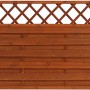Sichtschutzzaun Country, teakfarben lasiert, 120x180cm, mit Lattenzaun-Abschluss.