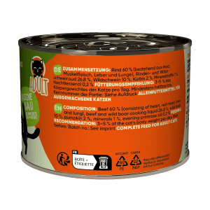 Lucky Lou Katzen-Nassfutter Adult Rind & Wildschwein, 200g Dose.