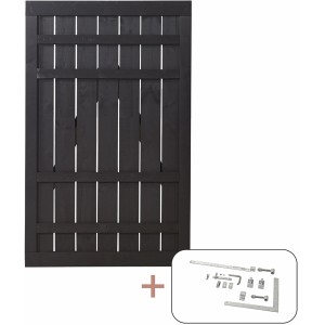 Plus Holz Einzeltor Rustik Nadelholz Schwarz 100 cm x 158 cm