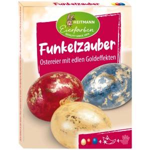 Heitmann Eierfarben Funkelzauber: Set mit Farben und Goldfolien für glänzende Ostereier.