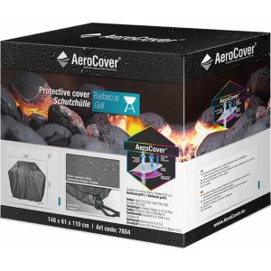 Verpackung der Aerocover Grill-Schutzhülle, anthrazit, 148x61x110cm. Atmungsaktive Abdeckung für Grills.