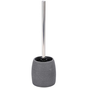 Wenko WC-Garnitur Goa Grau aus Polyresin mit WC-Bürste und Edelstahl-Griff.