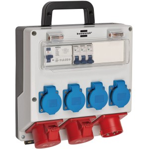 Brennenstuhl Wand-Baustromverteiler CEE IP44 16A lichtgrau mit FI-Schalter für Baustelle & Werkstatt.