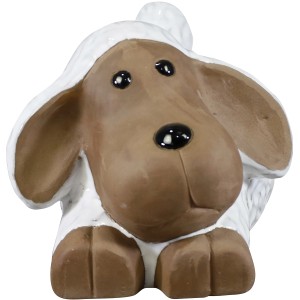 Liegendes Deko-Schaf, 18 cm, aus Keramik für Garten & Haus.