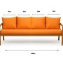 Orangefarbenes Bankkissen-Set für 3-Sitzer Gartenbank, bestehend aus Sitz- und Rückenkissen.