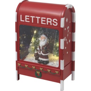 Spieluhr Briefkasten Weihnachtsmann mit LED-Beleuchtung 23 cm x 14,5 cm x 37 cm