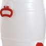 Weißes Graf Universal-Kunststofffass, 30 l, mit rotem Deckel und Auslaufhahn. Ideal zum Ernten und Lagern.