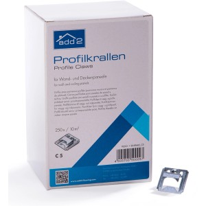 Profilholzkrallen 5 mm, 250er-Packung für Wand- und Deckenpaneele.