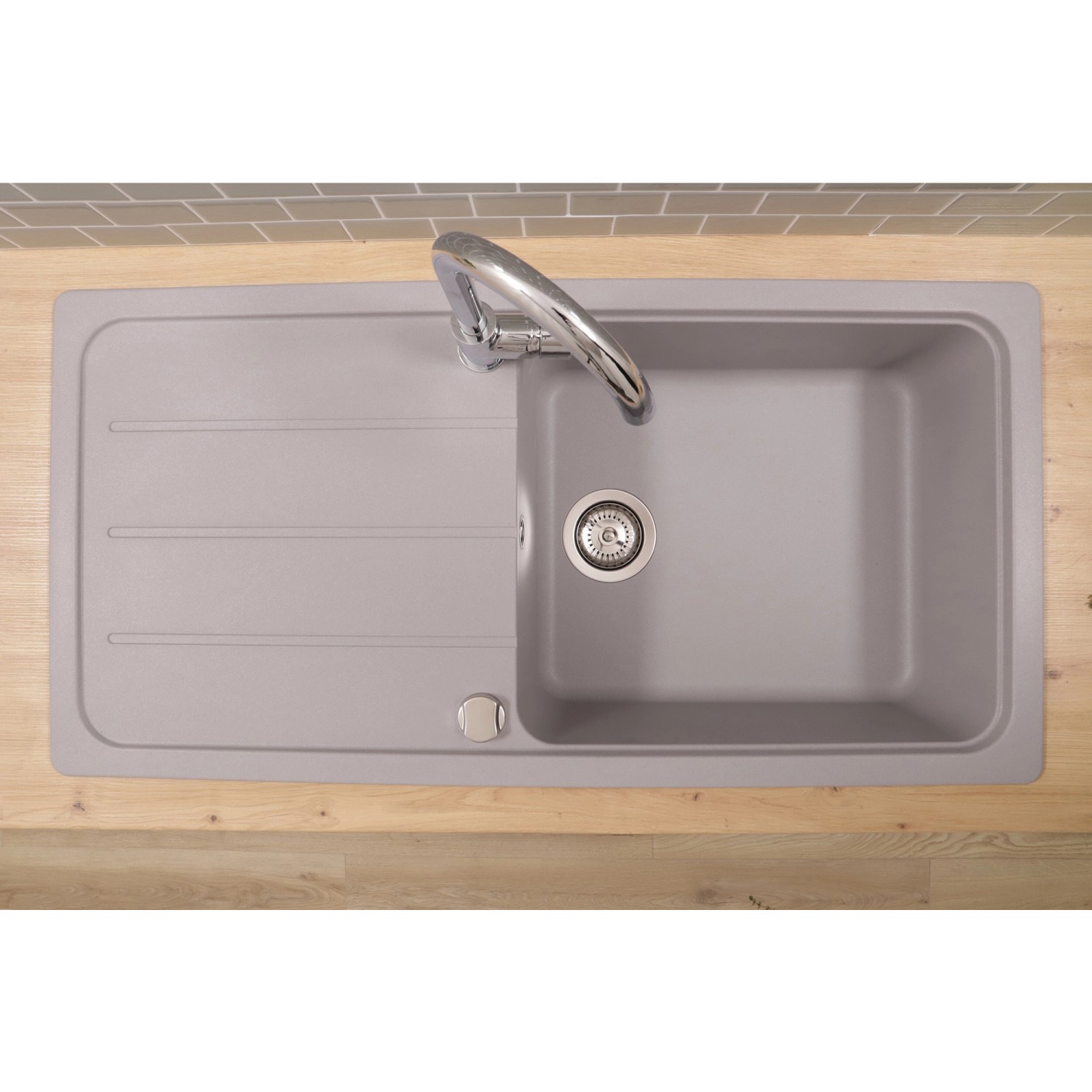 Respekta Einbauspüle Massivgranit Austin 100 cm x 50 cm Grau_9
