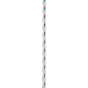 Seilflechter Schlangentau, spiralgeflochten, Ø 10 mm, weiß mit rot-blauen Kennfäden.