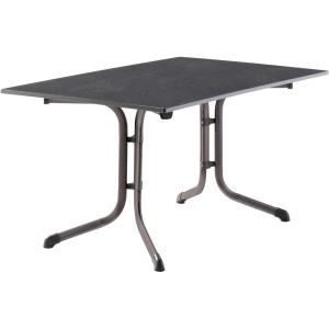 Sieger Klapptisch, 140x90 cm, grau/eisengrau. Gartentisch mit wetterfester Tischplatte und klappbarem Gestell.