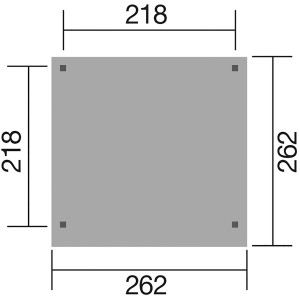 Draufsicht Weka Gartenlaube Rimini Gr.1, Flachdach, Maße 262x262 cm, Seitenwand 218cm