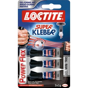 Loctite Superkleber MiniTrio-Gel, 3 Tuben Universal-Sekundenkleber für flexible Verbindungen.