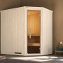 Weka Elementsauna Varberg Trend 1, weiß lasiert, mit Glastür und 4,5 kW BioS Ofen.