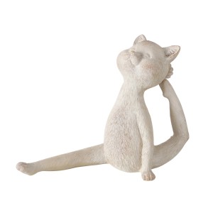 Beige Yoga Katze Deko-Figur von Boltze Home, 15cm hoch. Dekorative Figur für entspannte Atmosphäre.