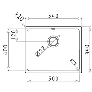 Pyramis Spülbecken Lydia 1B Flacheinbau Edelstahl 50 cm x 40 cm